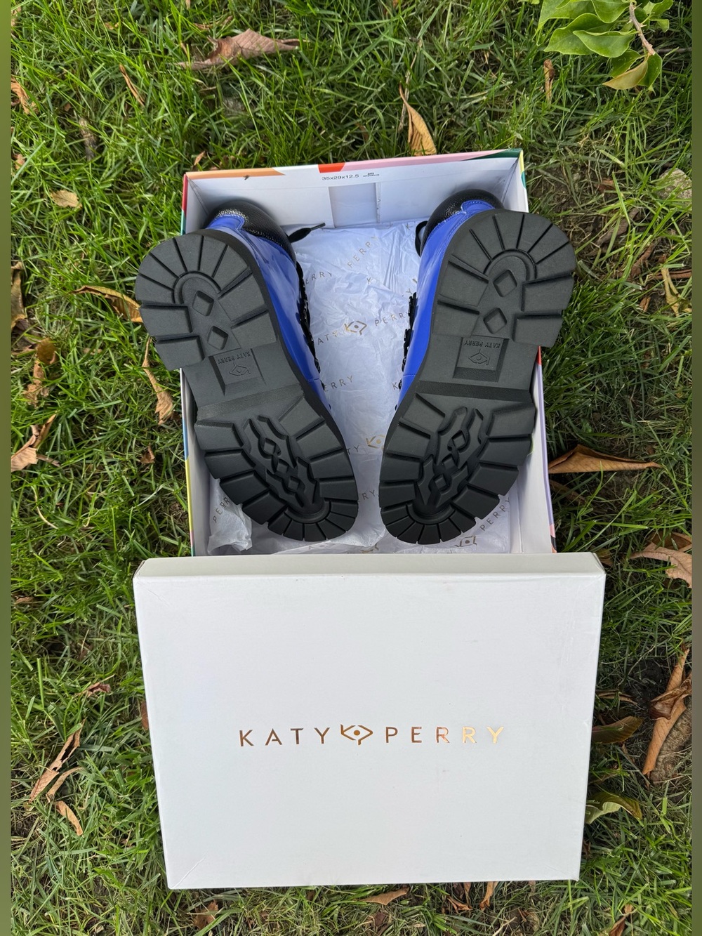 Katy Perry Lace Up Ankle Boots Colbat Blue/Blk Size 9M - Picture 9 of 9